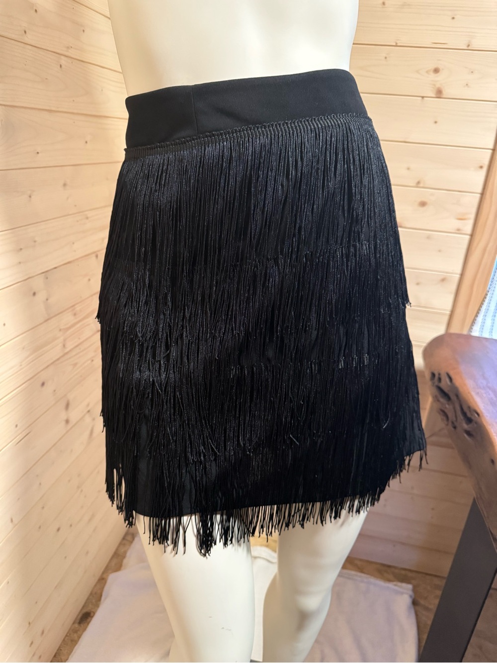 SHEIN Black Fringe Mini Skirt